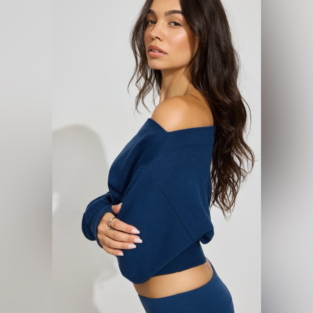Garage SoftTerry™ Rib Off Shoulder Sweater - Picture 3 of 6
